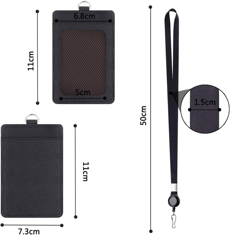 أوريتي حامل شارات جلدي وحبال تعليق قابلة للتعديل والسحب، ومشبك سريع الفك وحبال تعليق آمنة مع مشبك معدني دوار للمكاتب والموظفين والطلاب، عبوة من قطعتين - Image 2