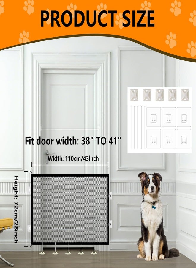 ELOEGO 2 Pack Retractable Pet Gate for Doorways and Stairs, Mesh Gate for Dog, Cat, Indoor & Outdoor Use, One-Hand Operation, Easy Installation, 31" Tall, Expands to 51" Wide - Image 2