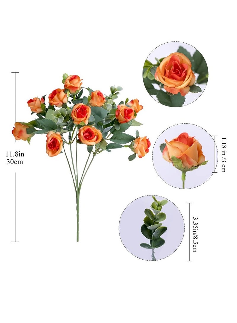 AROAQ Artificial Rose Flowers, Elegant Artificial Flowers Bouquet, Real Looking Silk Roses With Stems For Diy Wedding Bouquets Centerpieces Party Home Decorations And Outdoors, (Orange Color) - Image 1