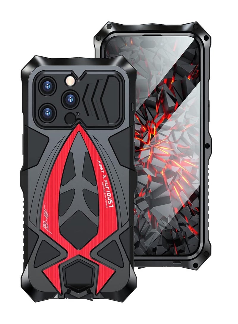 Aookay Metal Case for iPhone 16 Pro Max, Mil-Aluminum Metal Shockproof Case Full Body Protection Heavy Duty Armor Hard Case (Red) - Image 1