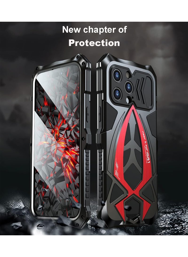 Aookay Metal Case for iPhone 16 Pro Max, Mil-Aluminum Metal Shockproof Case Full Body Protection Heavy Duty Armor Hard Case (Red) - Image 4
