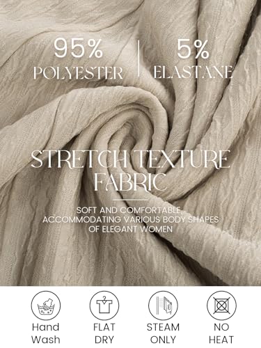 GRACE KARIN Women 2 Piece Midi Dress Stretchy Mother of The Bride Dress with 3/4 Sleeve Coat Spring Dress Apricot L - Image 4