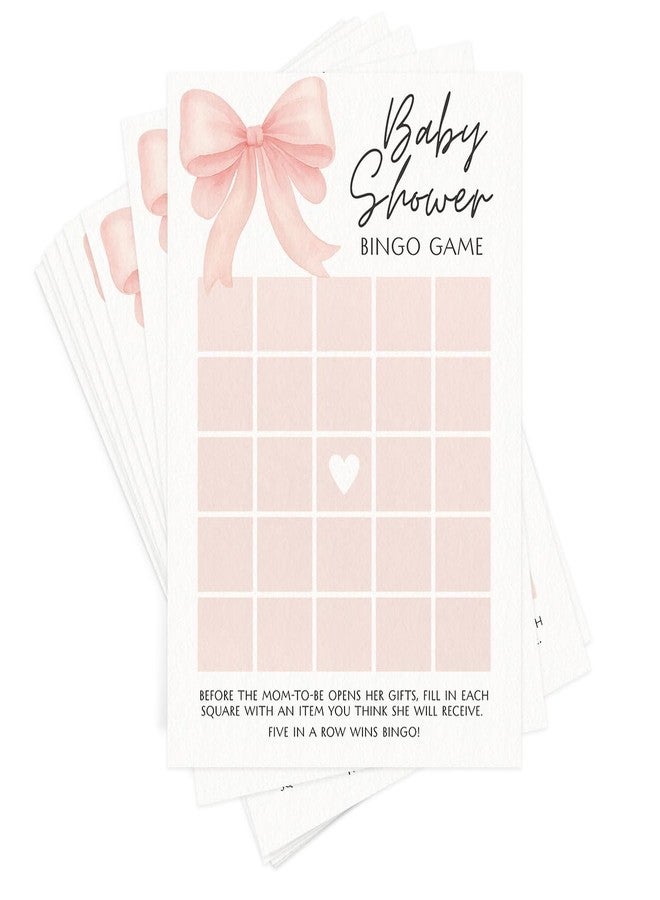 Printed Party Baby Shower Games for Girl - Pink Bow Design, Set of 4 Fun Activities for 30 Guests, Includes Bingo, Emoji Game, Guess Who, and Who Knows Mommy - Image 2