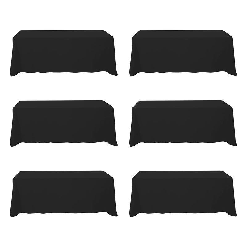 BRILLMAX BRILLMAX 6 Pack Black Tablecloths for 8 Foot Rectangle Tables 90 x 156 Inch  8ft Rectangular Bulk Linen Polyester Fabric Washable Cloth Cover for Wedding Reception Banquet Birthday Party 