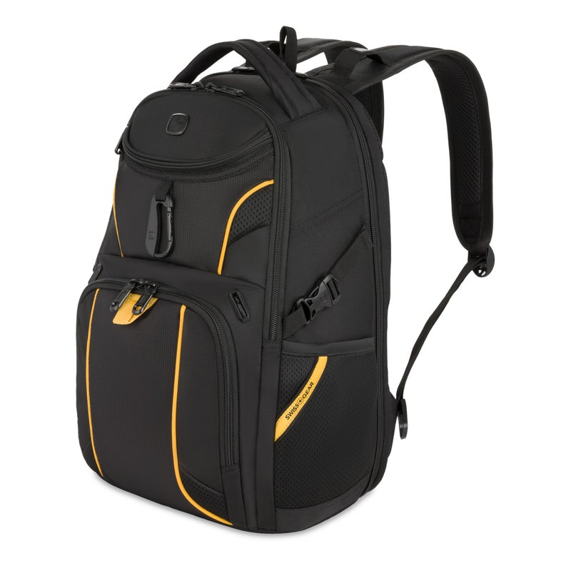SWISSGEAR حقيبة ظهر سويس جير 1900 ميني سكان سمارت 16 بوصة، تناسب حتى لابتوب 13 بوصة، حماية RFID وحيز صديق لتفتيش TSA، أسود/أصفر - Image 1