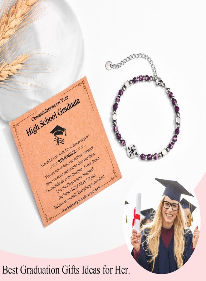 FIEEFX High School Graduation Gifts for Her Girls Graduation Gifts 2026 High School Compass Bracelet Jewelry with Graduation Card for Girls Her Daughter Granddaughter Niece Friends - Image 2