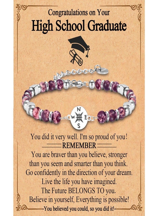 FIEEFX High School Graduation Gifts for Her Girls Graduation Gifts 2026 High School Compass Bracelet Jewelry with Graduation Card for Girls Her Daughter Granddaughter Niece Friends - Image 1