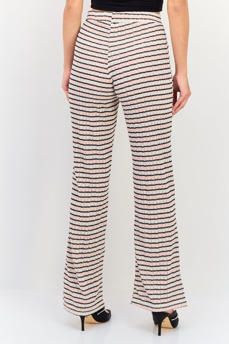 Lefties بنطلونات نسائية عادية مقاس ضيق مخططة قابلة للتمدد، متعددة الألوان - Image 3