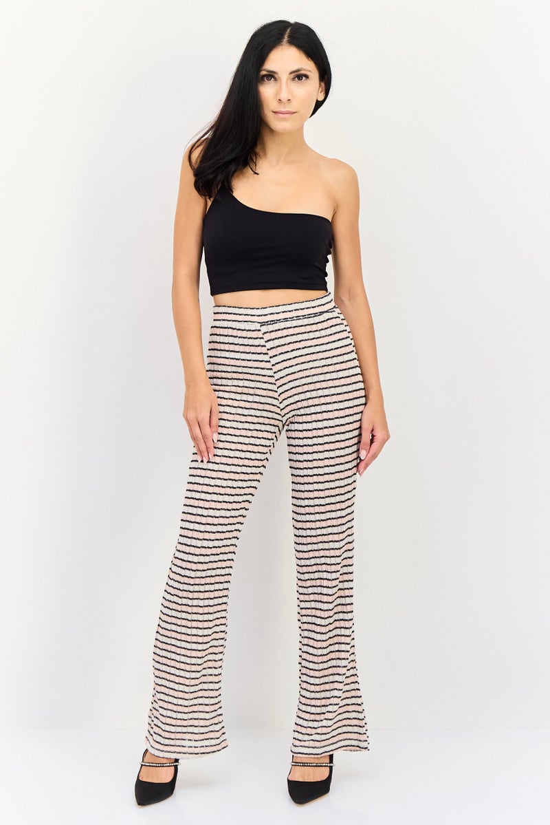 Lefties بنطلونات نسائية عادية مقاس ضيق مخططة قابلة للتمدد، متعددة الألوان - Image 4