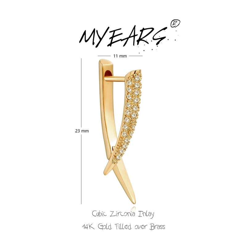 MYEARS Women Bar Earrings Gold Huggie X Hoop Ear Stud Cuff Cubic Zirconia 14K Small Simple Hypoallergenic Everyday Jewelry - Image 5