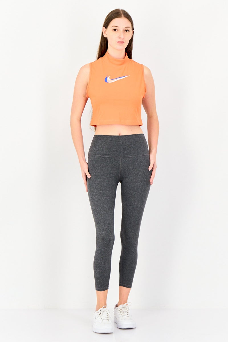 Nike تي شيرت تدريب بدون أكمام ضيق للنساء، برتقالي - Image 4