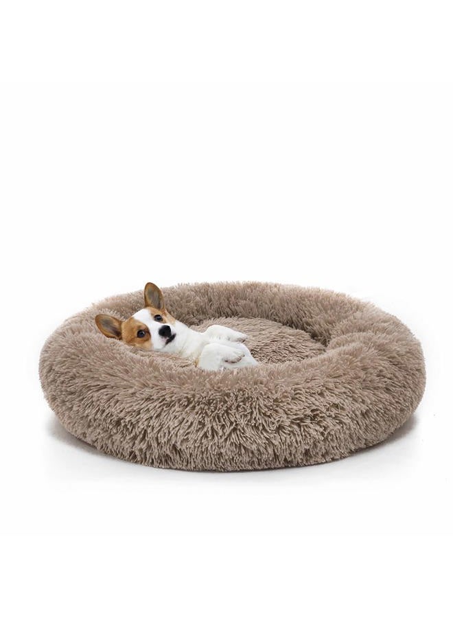 MIXJOY Orthopedic Dog Bed Comfortable Donut Cuddler Round Ultra Soft Washable Cat Cushion Bed (20''/23''/30'') (23'', Brown) - Image 1