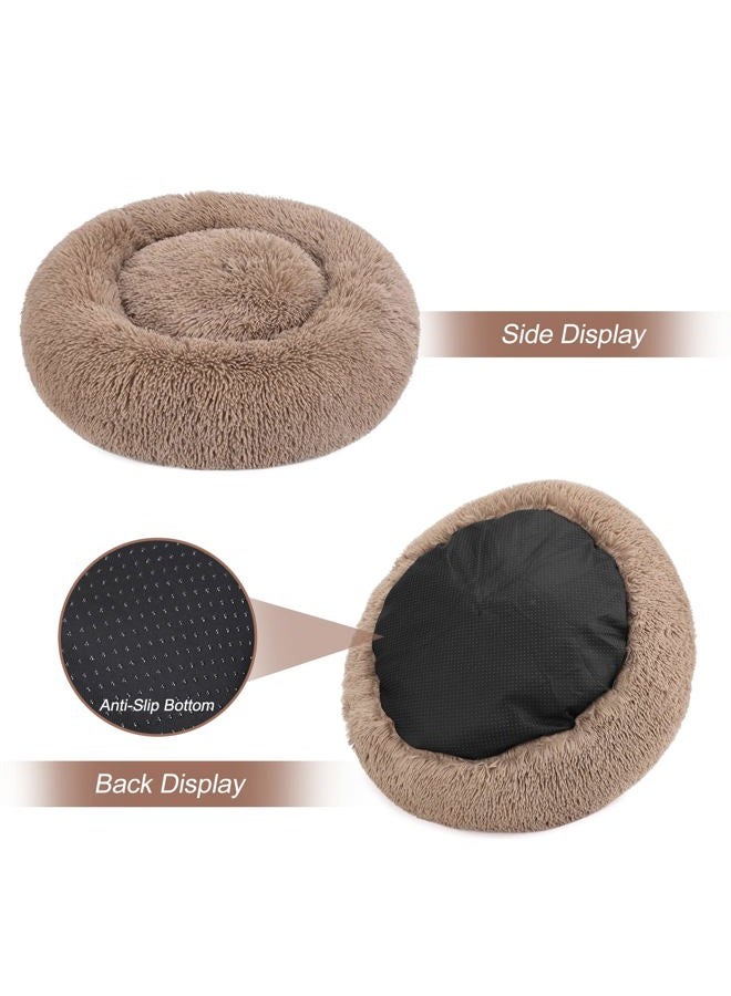 MIXJOY Orthopedic Dog Bed Comfortable Donut Cuddler Round Ultra Soft Washable Cat Cushion Bed (20''/23''/30'') (23'', Brown) - Image 4
