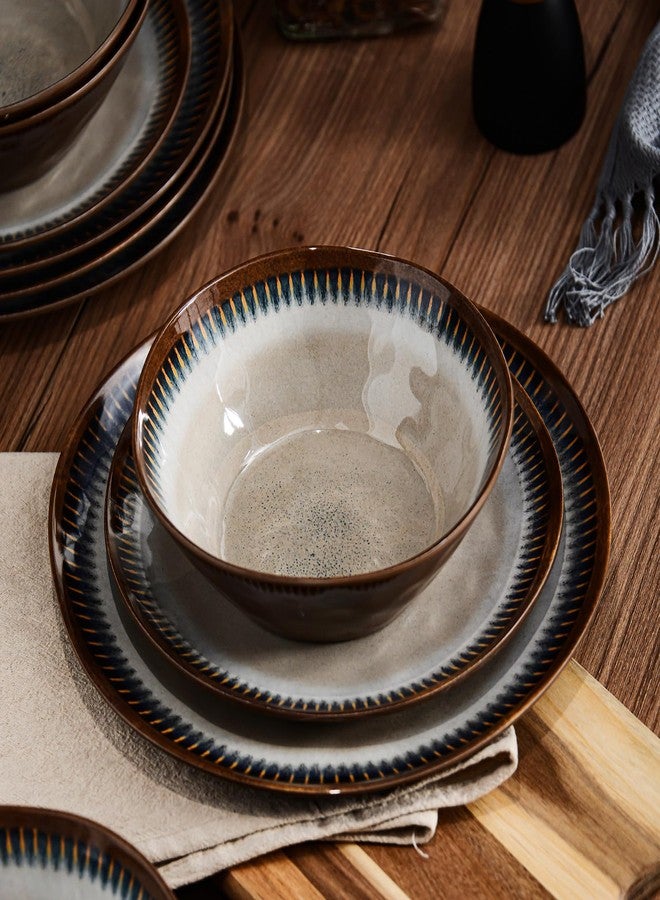 Gufaith Melamine Dinnerware Sets for 4,12 Pcs Party Plates and Bowls Sets,Outdoor Use Harvest Dinner Dishes Set,Great for RVs Camping,Lightweight Unbreakable,Dishwasher Safe,Sahara Beige - Image 4