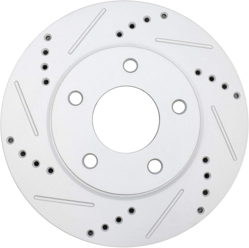 TRQ Front Brake Rotor Set G Coated Vented Drilled Slotted Compatible with 2007-2012 Dodge Caliber 2008-2017 Mitsubishi Lancer - Image 5