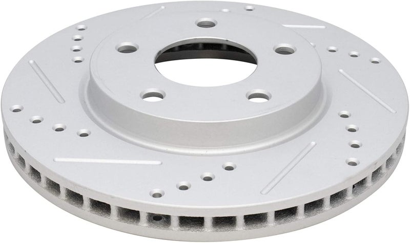 TRQ Front Brake Rotor Set G Coated Vented Drilled Slotted Compatible with 2007-2012 Dodge Caliber 2008-2017 Mitsubishi Lancer - Image 4