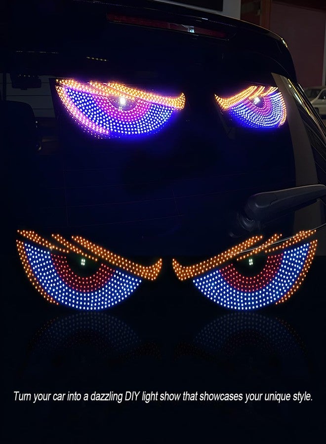 FALVFUN 2PCS Car Devil Eyes Light, 11.8in x 4.72in Dynamic Flex Vehicle Windshield Digital LED Sign Display, Flexible Auto Exterior Decor Lamp Accessories, Universal Fit (Style B) - Image 5