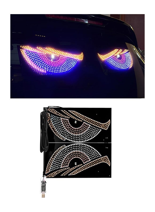 FALVFUN 2PCS Car Devil Eyes Light, 11.8in x 4.72in Dynamic Flex Vehicle Windshield Digital LED Sign Display, Flexible Auto Exterior Decor Lamp Accessories, Universal Fit (Style B) - Image 1