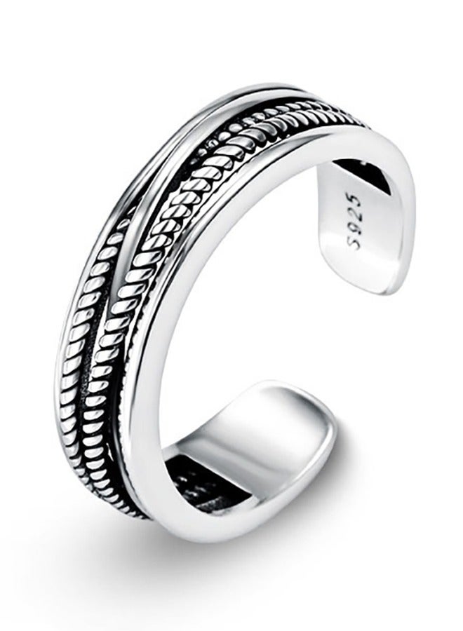 GUSGU 5pcs Open Adjustable Rings Set Unisex Stacking Ring Stackable Jewelry Gift Finger Rings for Women Men Girls Boys Silver - Image 3