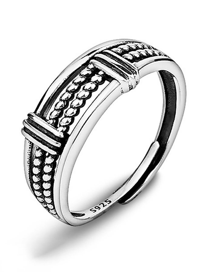 GUSGU 5pcs Open Adjustable Rings Set Unisex Stacking Ring Stackable Jewelry Gift Finger Rings for Women Men Girls Boys Silver - Image 4