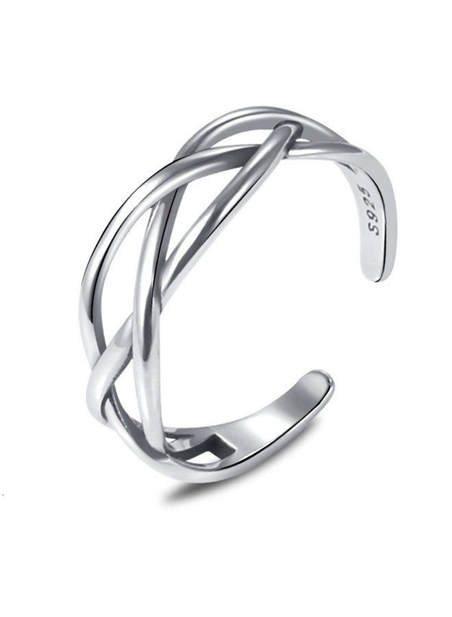 GUSGU 5pcs Open Adjustable Rings Set Unisex Stacking Ring Stackable Jewelry Gift Finger Rings for Women Men Girls Boys Silver - Image 5