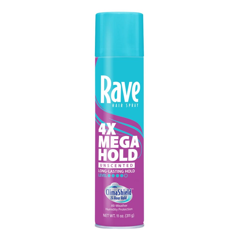 rave 4X Mega Unscented Aerosol Hairspray Hair Spray for High Humidity Weather 24Hour Lasting Hold VitaminEnhanced Hair Volume Spray 11 oz - Image 3