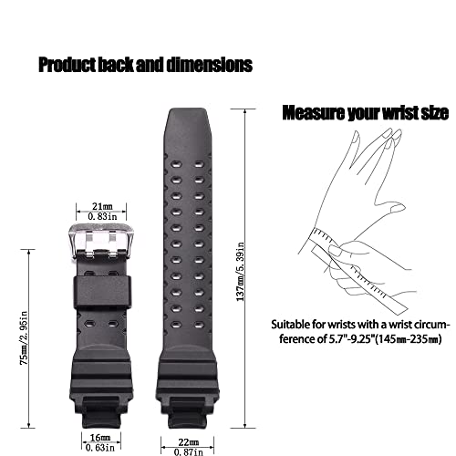 MCXGL Rubber Strap Compatible with Casio GW-4000 GA-1000 GW-A1000 Watch Replacement Resin Band Men' Sports Waterproof Black Bracelet - Image 2
