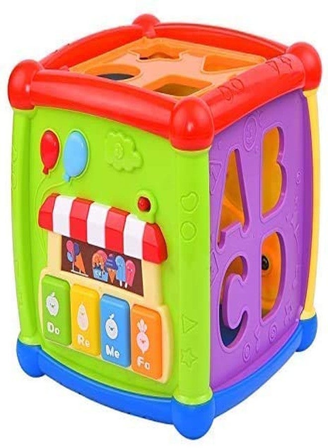 SHIPEASE 6 in 1 Baby Activity Cube Includes ABCD Letters Colorful Shape Sorter Vehicle Clock Piano Keys Alphabets-Tree Educational Learning Toy for Kids - Image 1