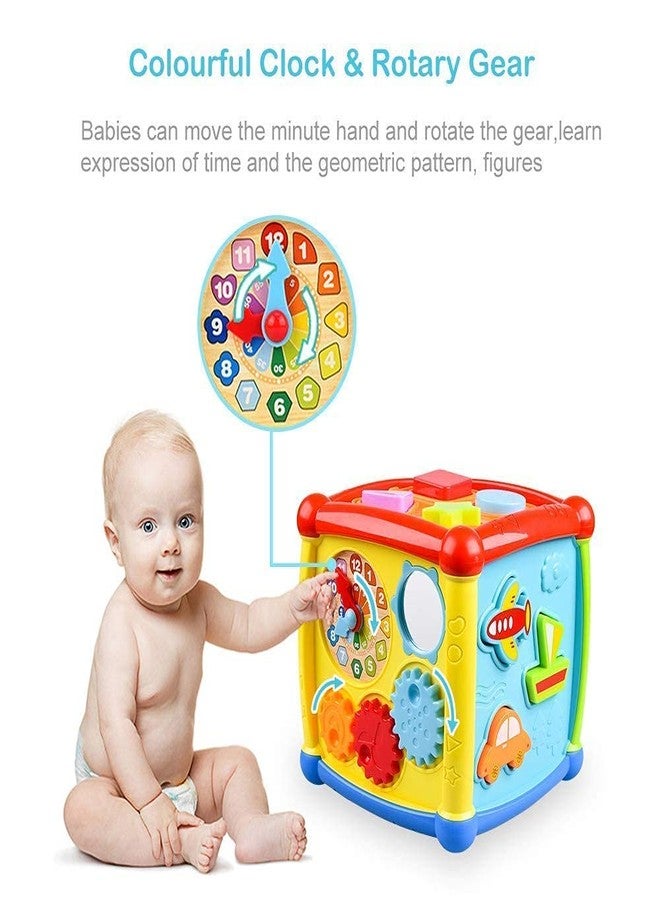 SHIPEASE 6 in 1 Baby Activity Cube Includes ABCD Letters Colorful Shape Sorter Vehicle Clock Piano Keys Alphabets-Tree Educational Learning Toy for Kids - Image 5