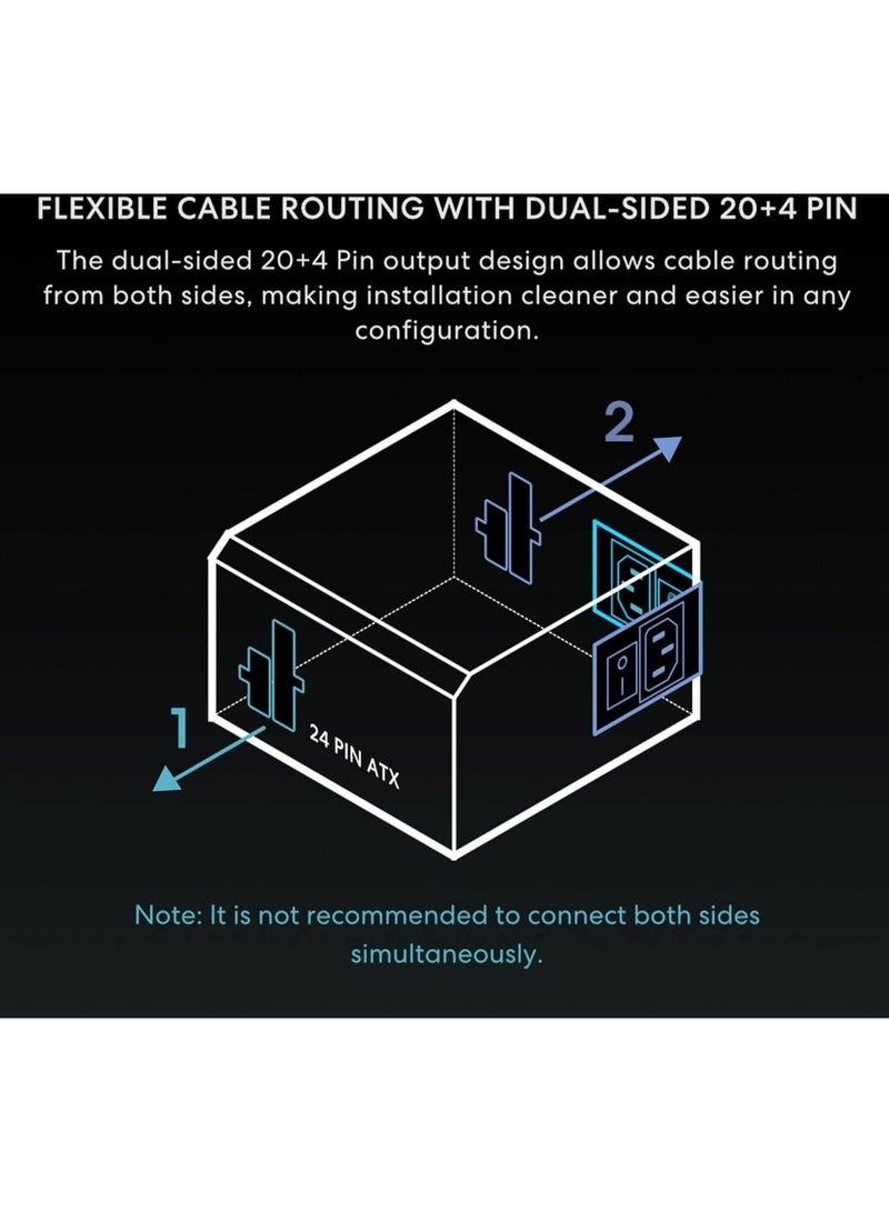 ليان لي مزود طاقة RS Rotational Shift معياري بالكامل، 1200 واط، كفاءة 80+ ذهبية، مروحة تبريد صامتة 135 مم، مكثفات EPCOS ألمانية صناعية، جاهز لـ ATX 3.1 و PCIe 5.0، مدخل تيار متردد قابل للدوران 90 درجة، أسود | RS1200G.BH00 - Image 4