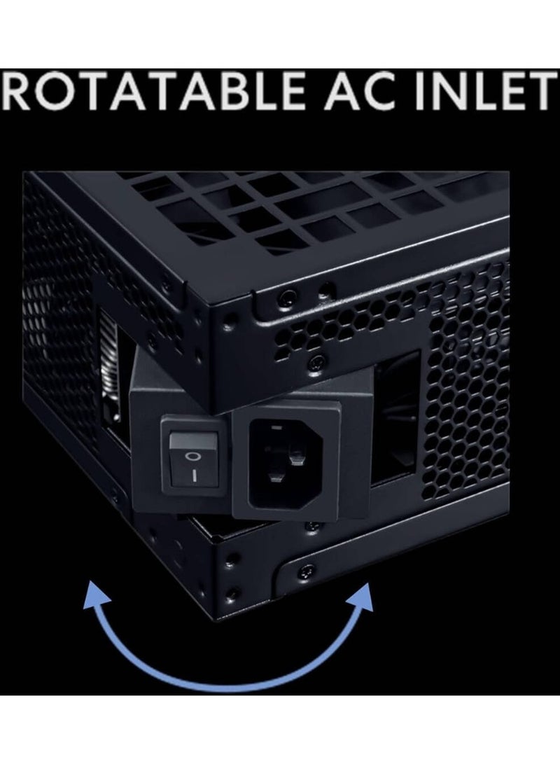 ليان لي مزود طاقة RS Rotational Shift معياري بالكامل، 1200 واط، كفاءة 80+ ذهبية، مروحة تبريد صامتة 135 مم، مكثفات EPCOS ألمانية صناعية، جاهز لـ ATX 3.1 و PCIe 5.0، مدخل تيار متردد قابل للدوران 90 درجة، أسود | RS1200G.BH00 - Image 5