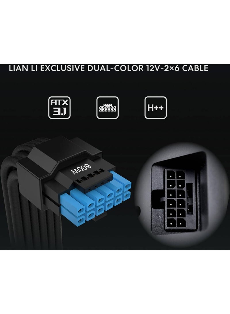 ليان لي مزود طاقة RS Rotational Shift معياري بالكامل، 1200 واط، كفاءة 80+ ذهبية، مروحة تبريد صامتة 135 مم، مكثفات EPCOS ألمانية صناعية، جاهز لـ ATX 3.1 و PCIe 5.0، مدخل تيار متردد قابل للدوران 90 درجة، أسود | RS1200G.BH00 - Image 3