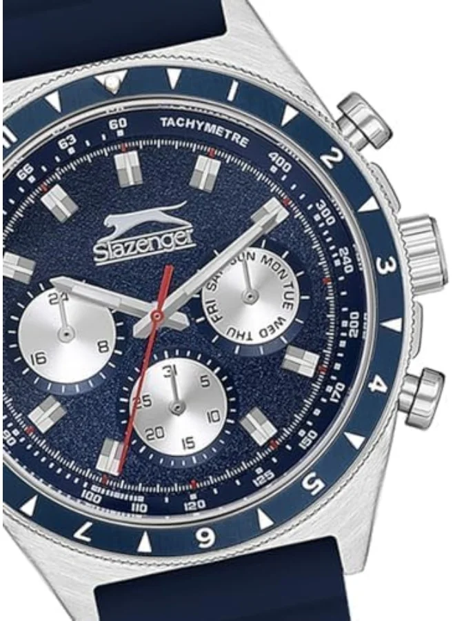 Slazenger Men'S Watch, Multi Function Display And Silicone Strap - Sl.9.2247.2.02, Blue