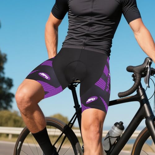 sponeed Paddding Cycle Shorts Men Moisture Wicking Bike Pants with Padding Cycling Gear US L Black Purple - Image 3