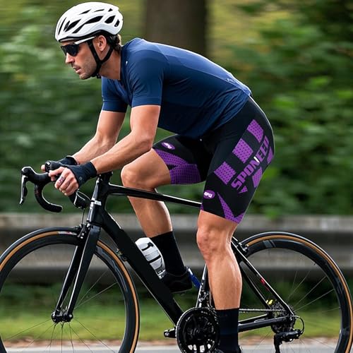 sponeed Paddding Cycle Shorts Men Moisture Wicking Bike Pants with Padding Cycling Gear US L Black Purple - Image 5