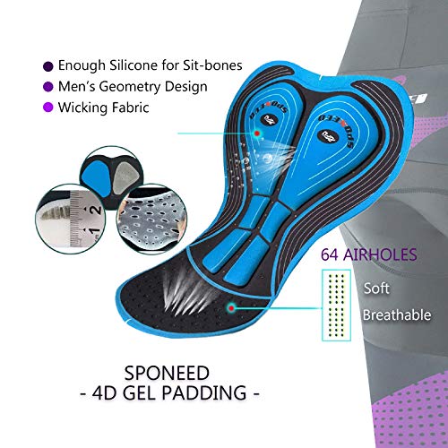 sponeed Paddding Cycle Shorts Men Moisture Wicking Bike Pants with Padding Cycling Gear US L Black Purple - Image 4