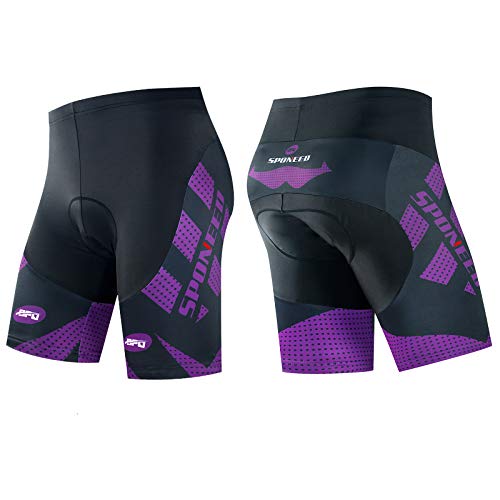 sponeed Paddding Cycle Shorts Men Moisture Wicking Bike Pants with Padding Cycling Gear US L Black Purple - Image 2