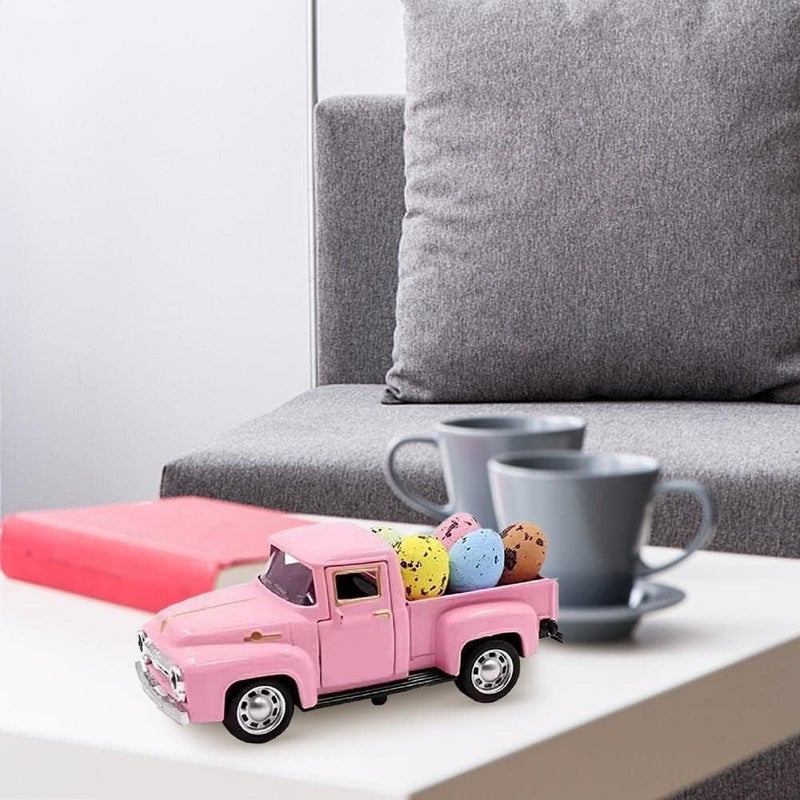 YimiBloss Easter Farm Pickup Truck Decor with Eggs, Mini Vintage Metal Diecast Farmhouse Pickup Happy Spring Farm Tiered Tray Decorations for Home Kitchen Table - Image 5