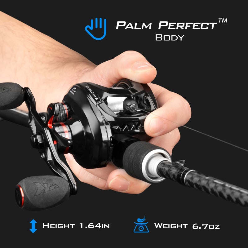 KastKing MegaJaws Baitcasting Reel,7.2:1 Gear Ratio,Right Handed Fishing Reel,New Compact Design,Blacktip - Image 3