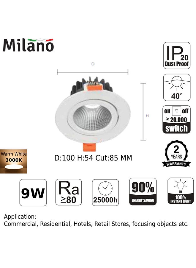 milano Milano New Led Spot Light Lighting Spot Ceiling Light Panel Lights Spotlight For Living Room Dining Room Office 9W 3000K  - Image 2