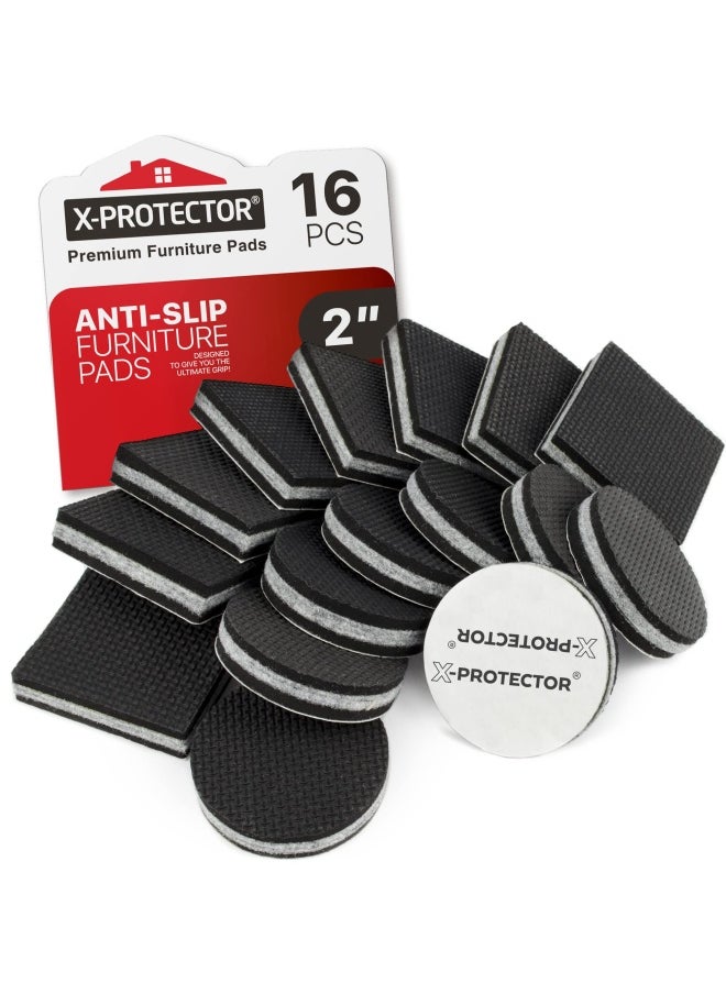 X-Protector Non Slip Furniture Pads  16 Pieces Premium Furniture Grippers 2 Rubber Feet Hardwood Floor Protectors For Furniture Legs Couch Stoppers Keep Your Furniture In Place Forever  - Image 1