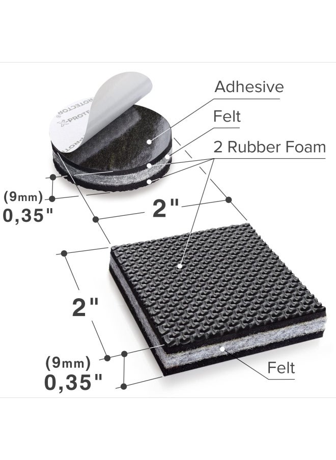 X-Protector Non Slip Furniture Pads  16 Pieces Premium Furniture Grippers 2 Rubber Feet Hardwood Floor Protectors For Furniture Legs Couch Stoppers Keep Your Furniture In Place Forever  - Image 3