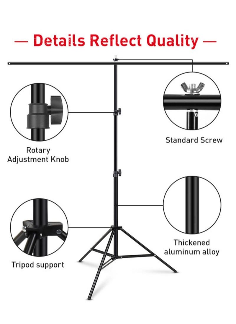 Glanfen - Professional Photography Photo Backdrop Stand, T-Shape Background Frame Support Stand with Clamps for Video Studio - Image 1
