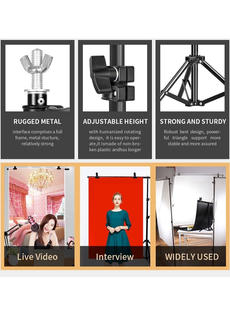 Glanfen - Professional Photography Photo Backdrop Stand, T-Shape Background Frame Support Stand with Clamps for Video Studio - Image 1