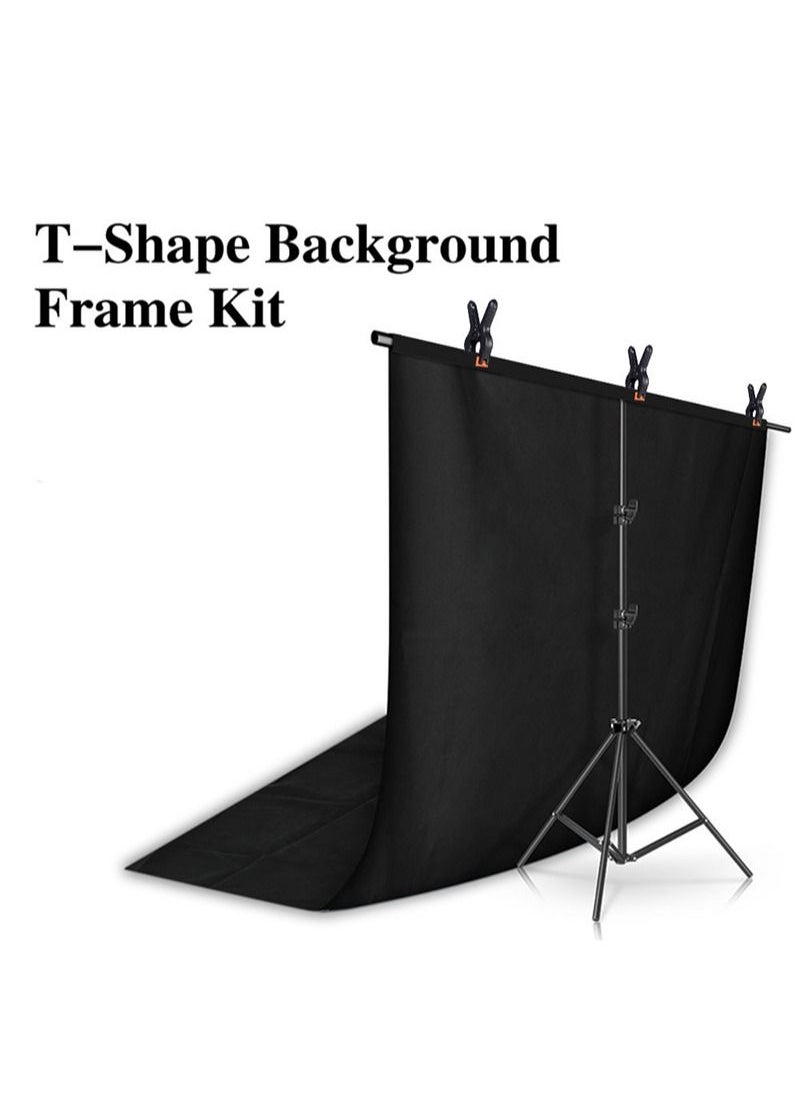 Glanfen - Professional Photography Photo Backdrop Stand, T-Shape Background Frame Support Stand with Clamps for Video Studio - Image 1