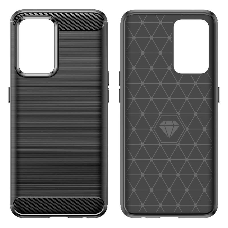HuHa Case Cover For OPPO Reno7 5G Brushed Texture Carbon Fiber TPU Phone Case(Black) - Image 2