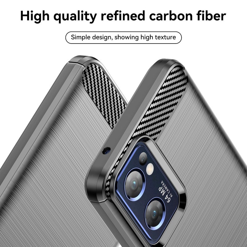 HuHa Case Cover For OPPO Reno7 5G Brushed Texture Carbon Fiber TPU Phone Case(Black) - Image 5