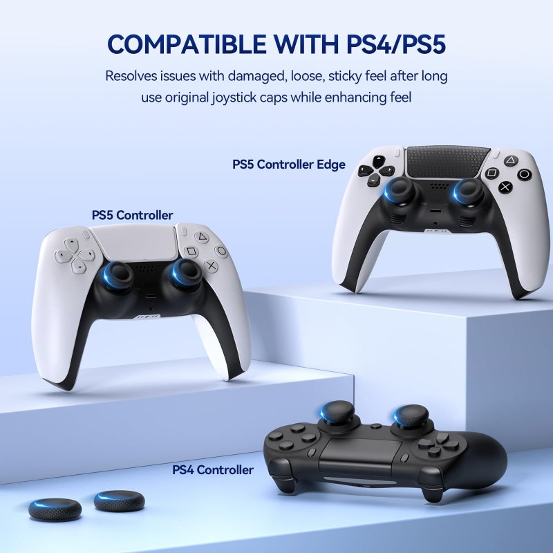 NEWDERY Joystick Replacement Grip Caps for PS4/PS5 Controller, for PS5/PS4 Thumb Grips Caps, Anti-Stickiness, Anti-Slip, Anti-Scratch, Anti-Fingerprint, for PS4/PS5 Joystick Caps-Black(6pcs) - Image 3