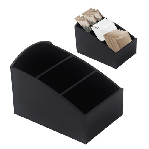 Klmnop 2 Pcs Acrylic Coffee Bar Sugar Packet Holder Sugar Caddy Storage Container Drink Packet Organizer for Coffee Pod Tea Bag Storage BoxBlack - Image 1