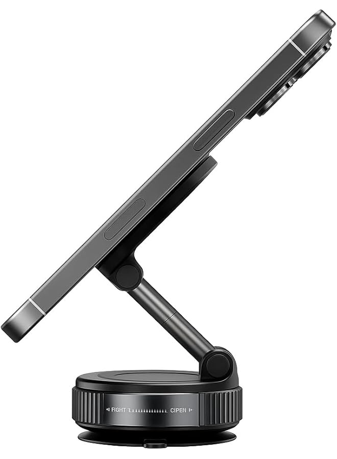 S-TOP K007 Vacuum Suction Magnetic Phone Bracket, PC ABS TPU Construction, Zinc Alloy with Metallic Paint Finish, 60x60x40mm, Black - Image 1